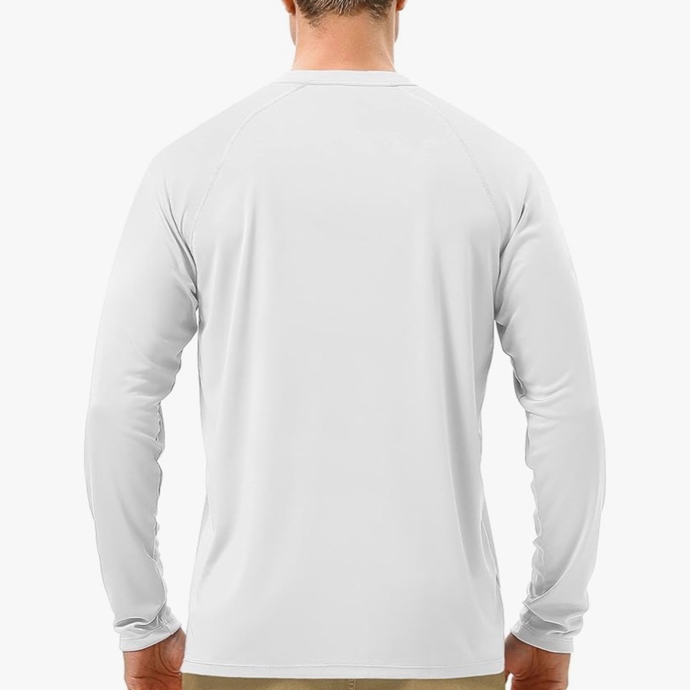Men's Classic White Long Sleeve Top UPF 50 UV block sun shirt